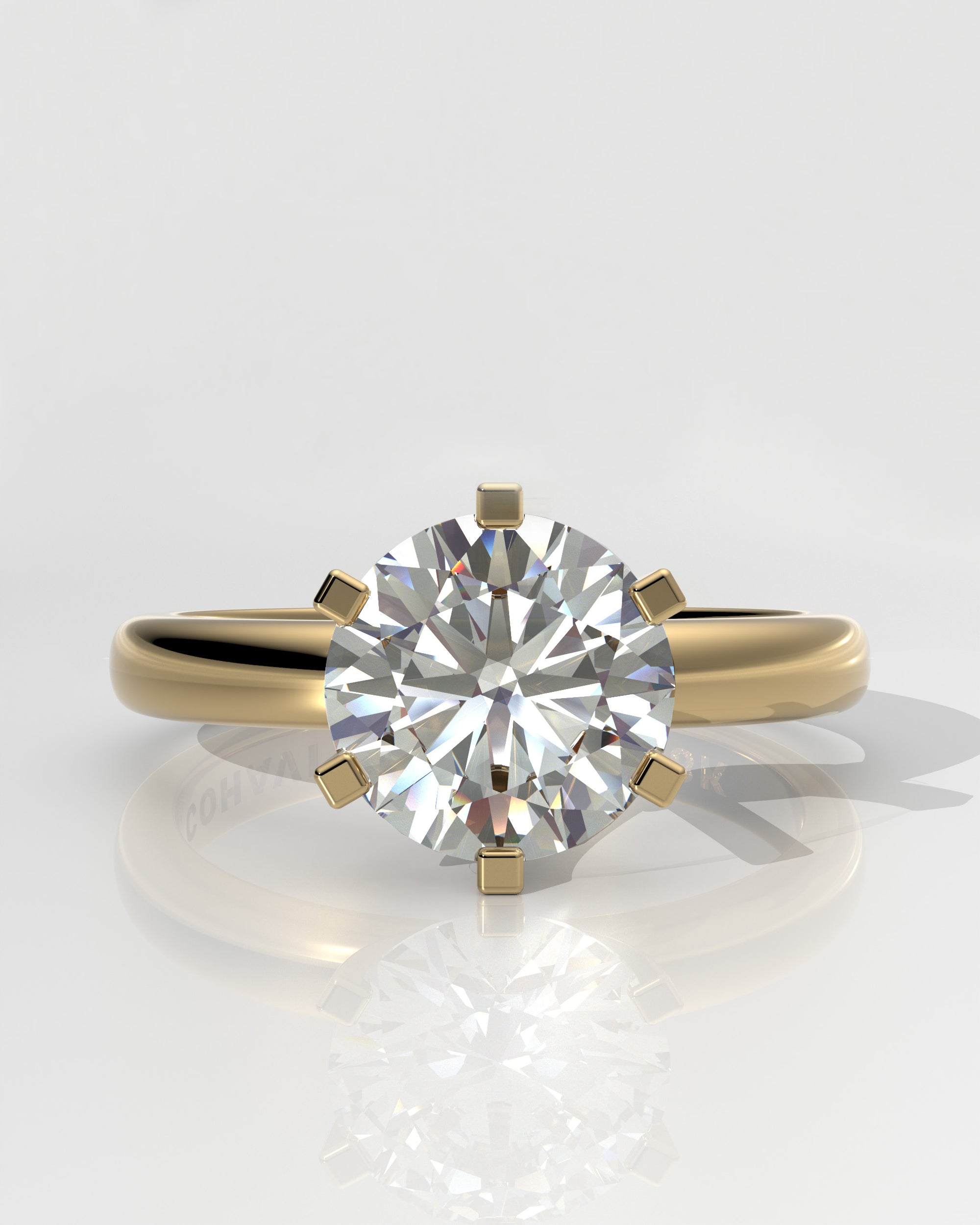 Solitaire - 6 Claw Square - White Diamond